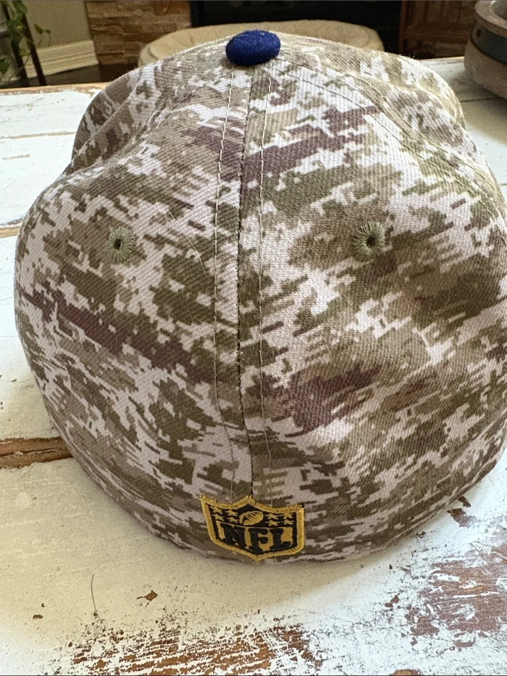 NFL Camo Houston Texans Cap with Blue Brim and Tan Crown size 7 1/4, 57.7cm